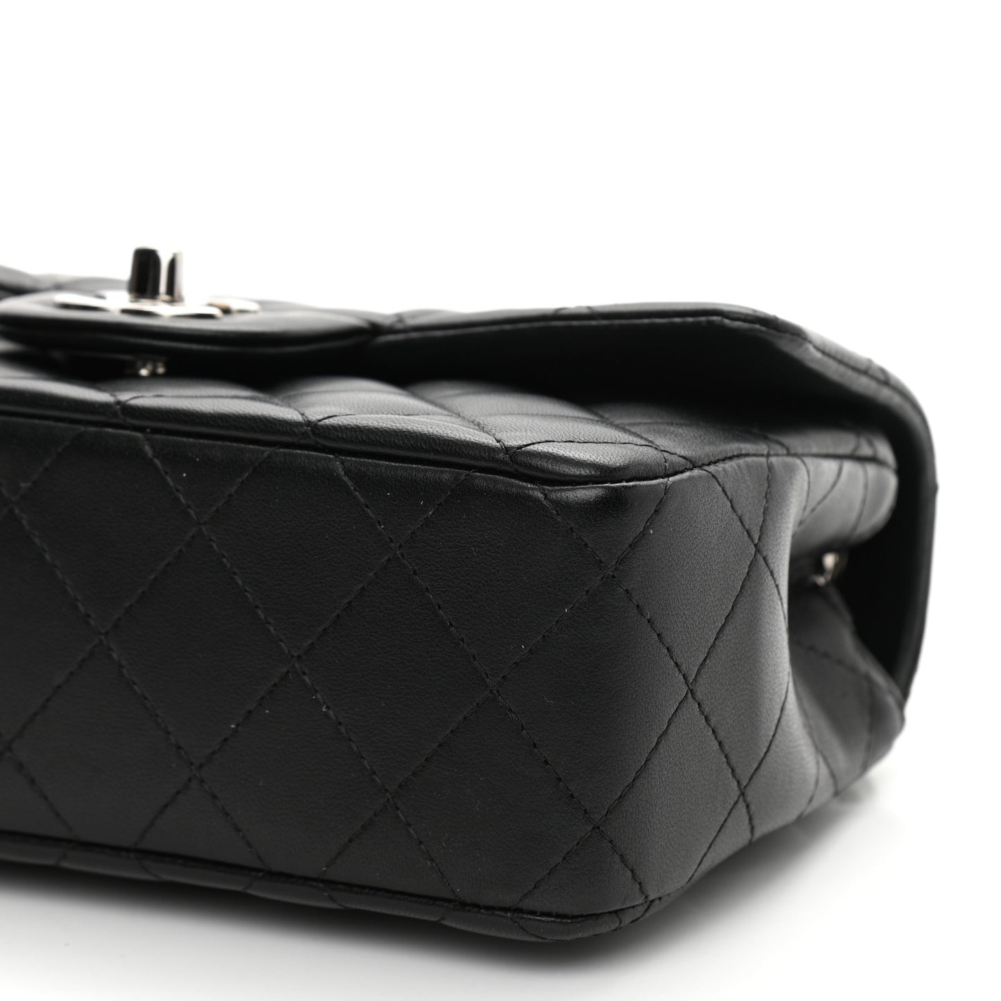 Lambskin Quilted Mini Rectangular Flap Black