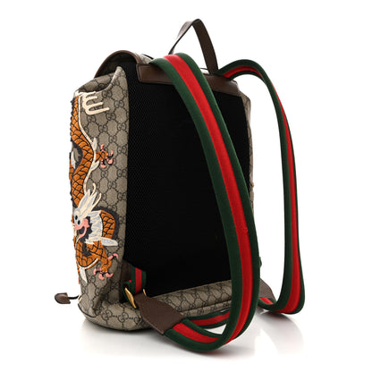 Gucci Soft GG Supreme Monogram Courrier Web Double Buckle Backpack Beige New Acero 3 of 14