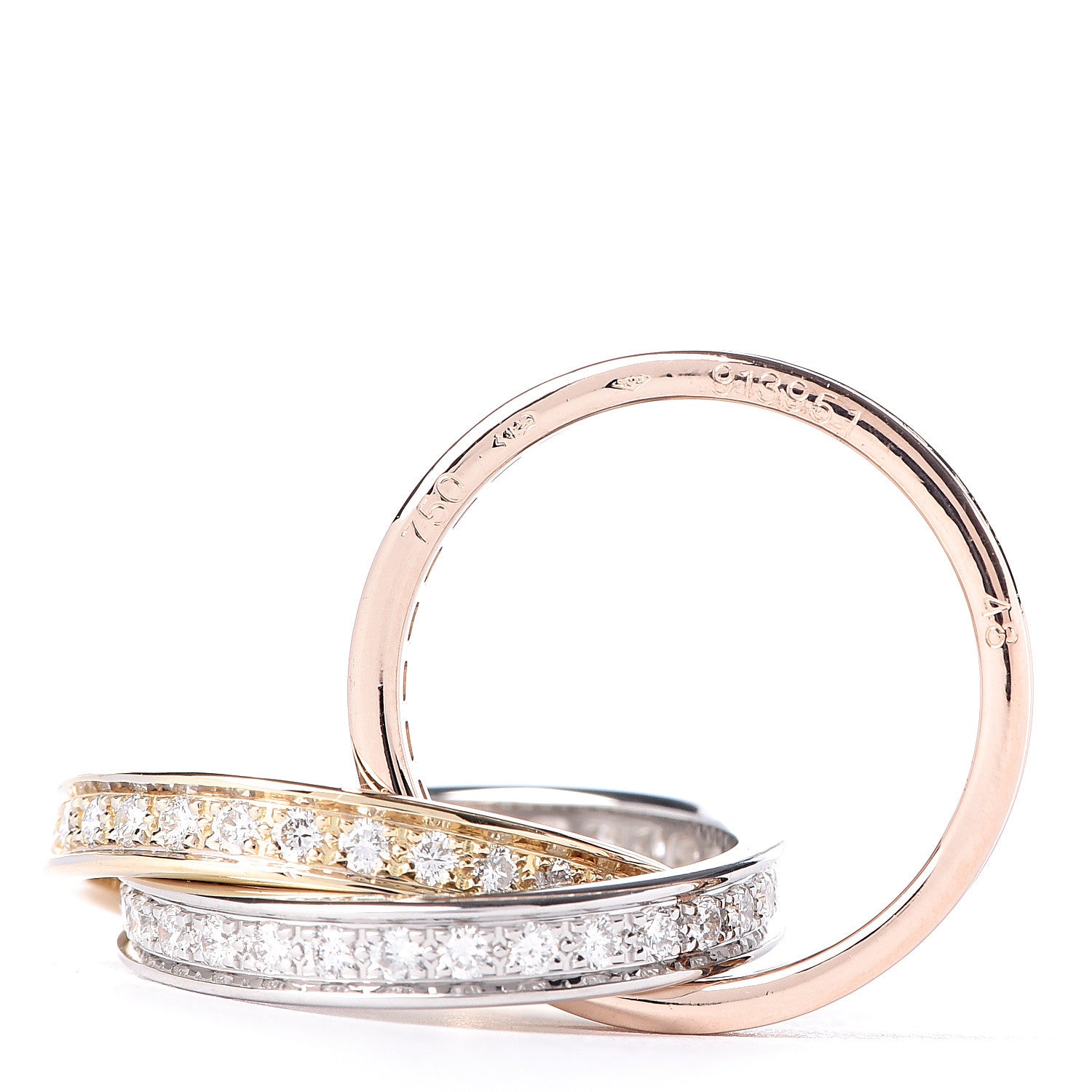 Cartier 18K White Yellow Pink Gold Diamond Trinity Ring 48 4.5 4 of 4