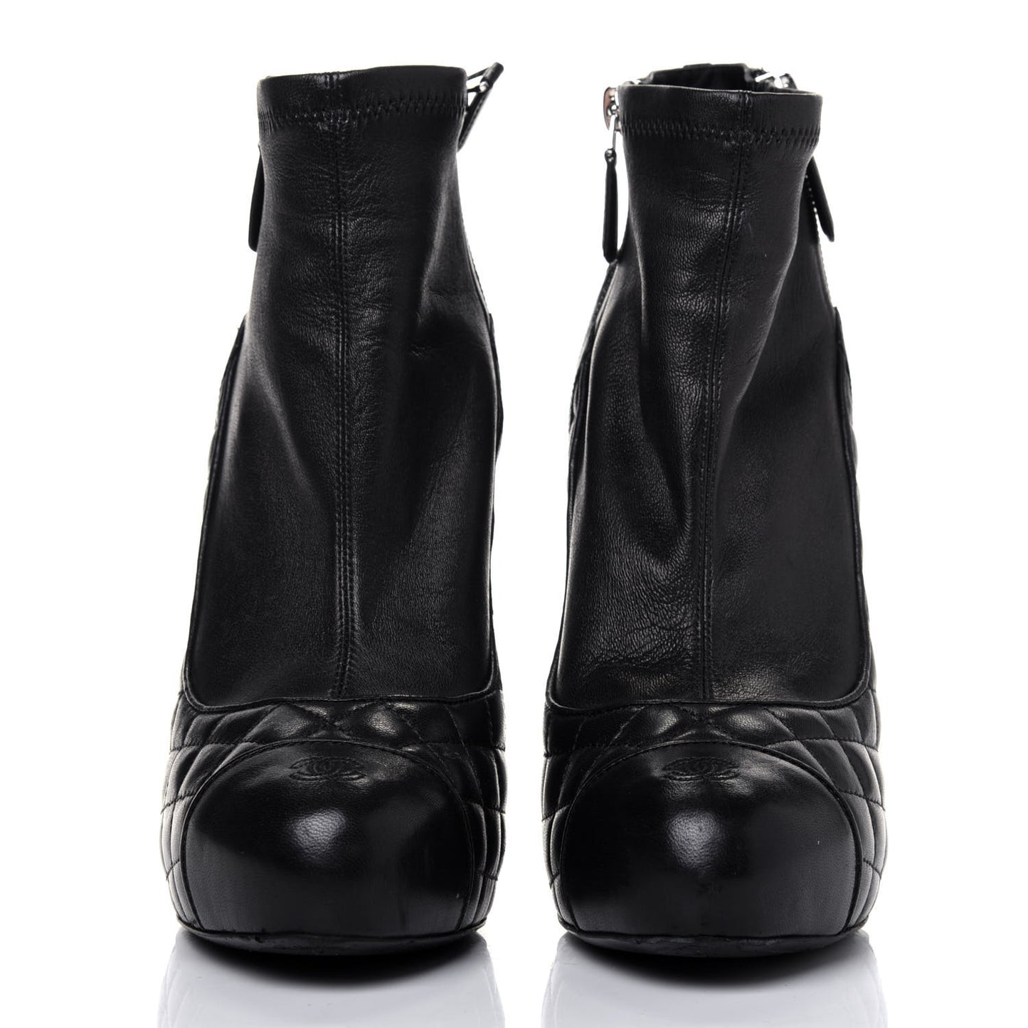 Lambskin Quilted CC Booties 39 Black