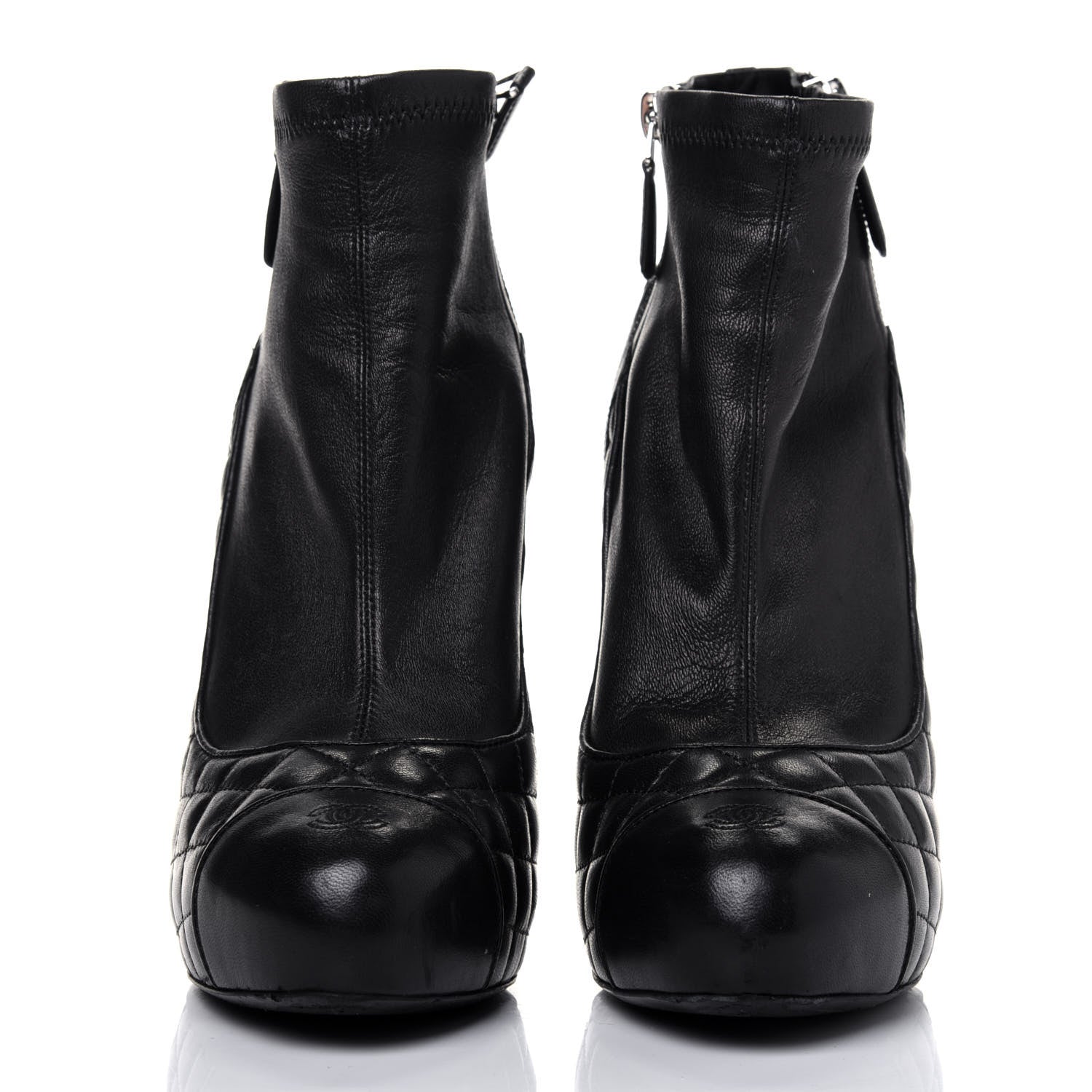 Chanel Lambskin Quilted CC Booties 39 Black 2 of 12