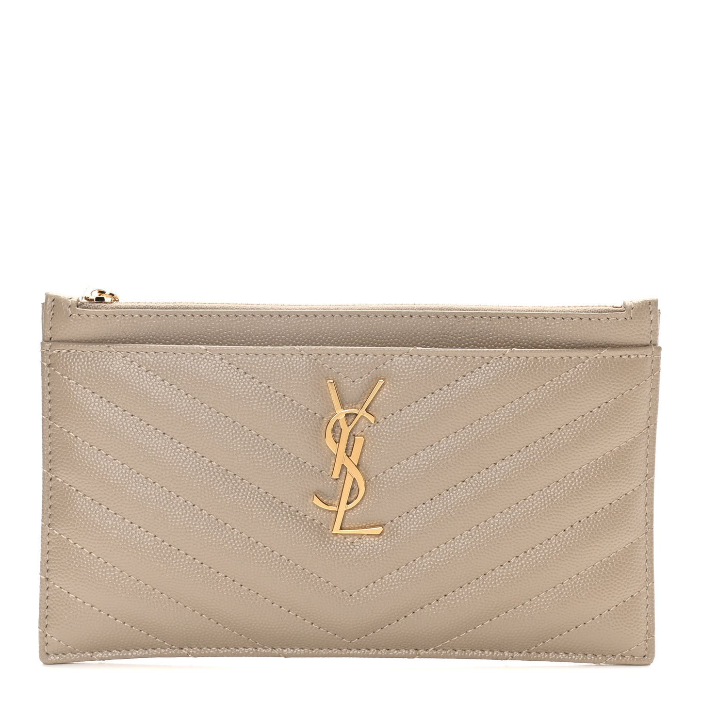 Grain De Poudre Chevron Monogram Bill Pouch Dark Beige