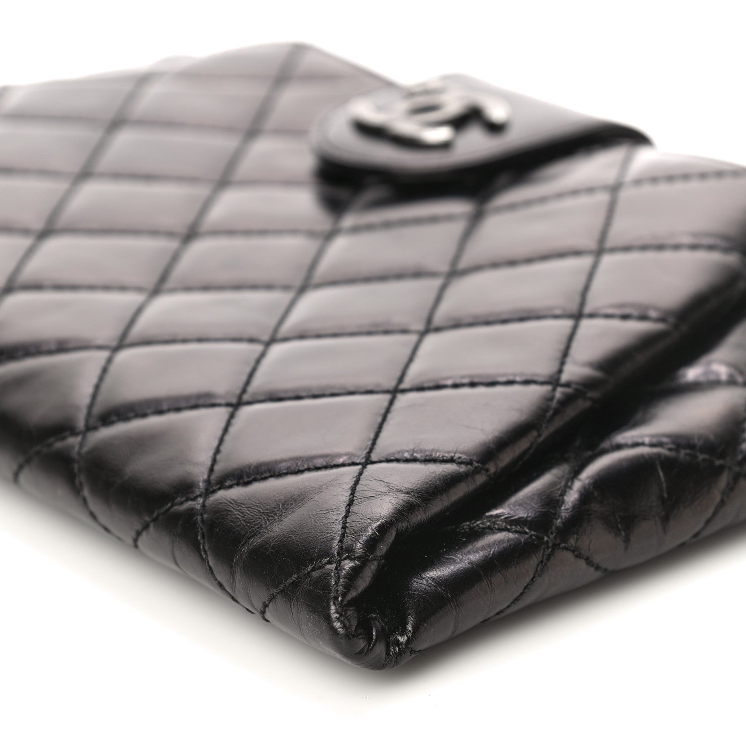 Chanel Aged Calfskin Quilted Zip Clutch Black 10 of 22