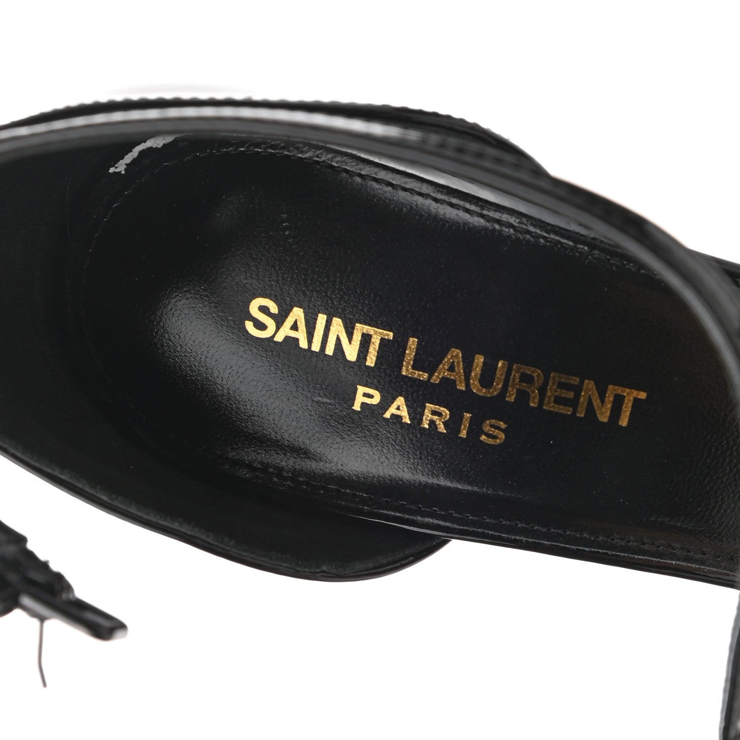Saint Laurent Patent Calfskin Opyum 110 Sandals 37.5 Black Gold 7 of 7
