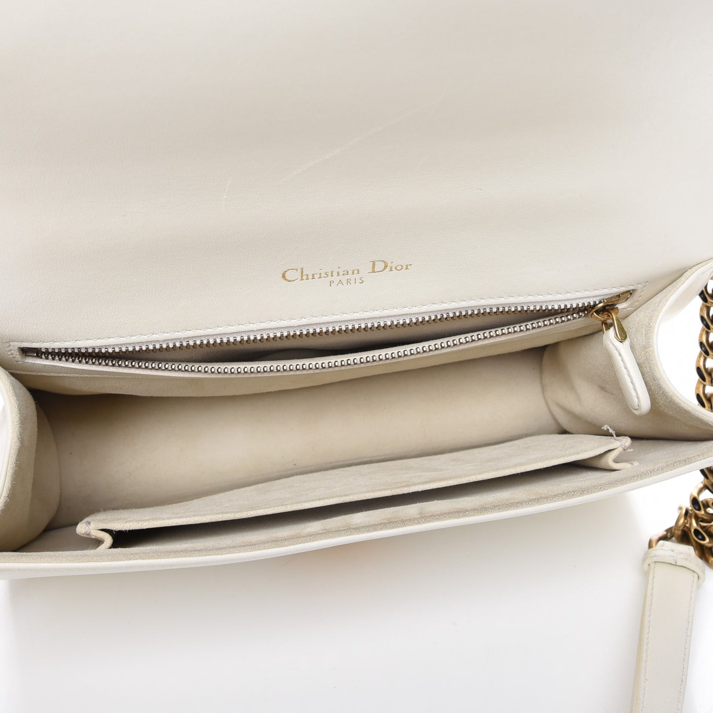 Lambskin Studded Medium Diorama Flap Bag Latte