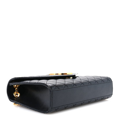 Saint Laurent Grain De Poudre Textured Mixed Matelasse Triquilt Medium Monogram Satchel Black 4 of 11
