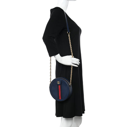 Gucci Soft Textured Calfskin Web Mini Ophidia Round Shoulder Bag Blue Agata 2 of 12