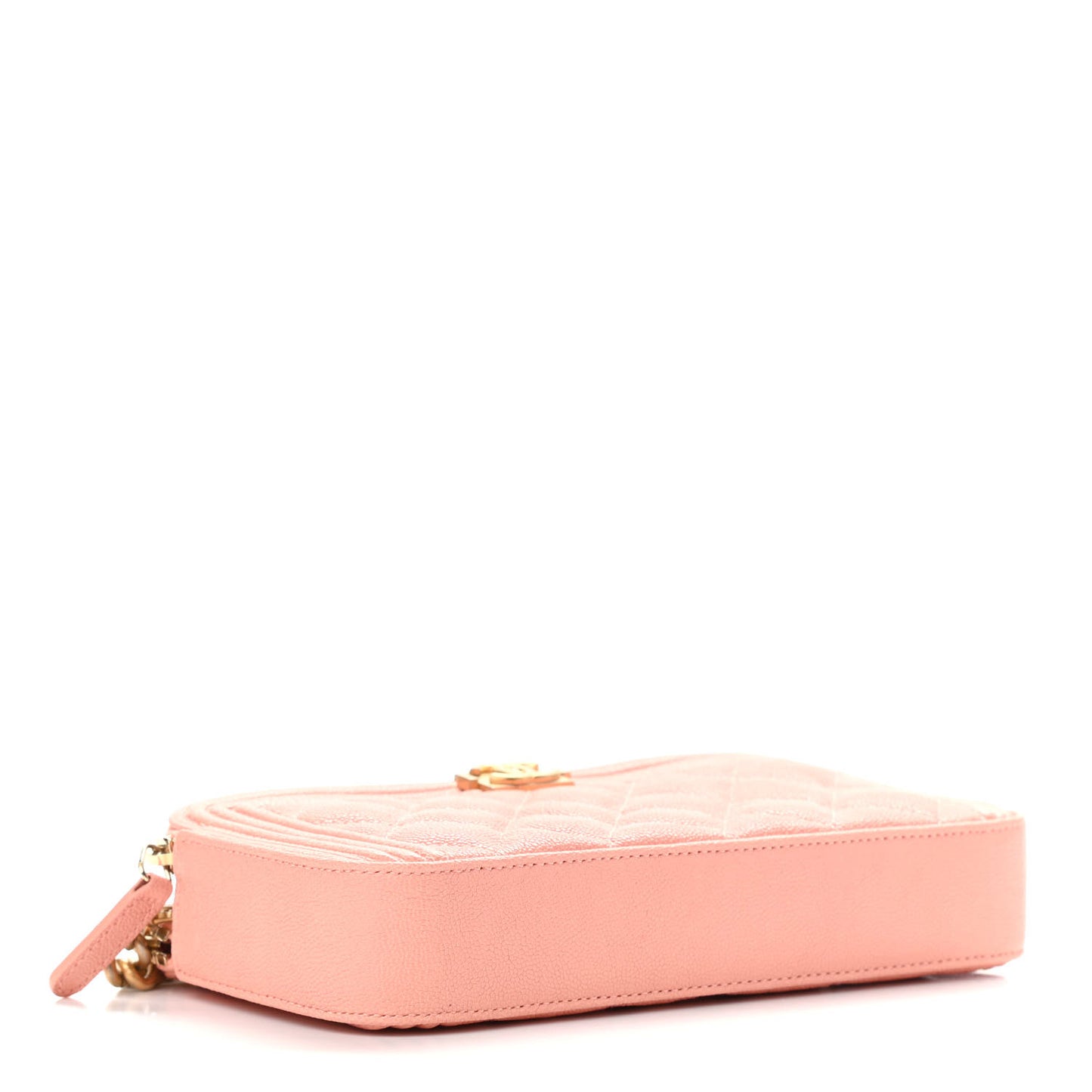 Caviar Quilted Small Boy Clutch With Chain Light Pink