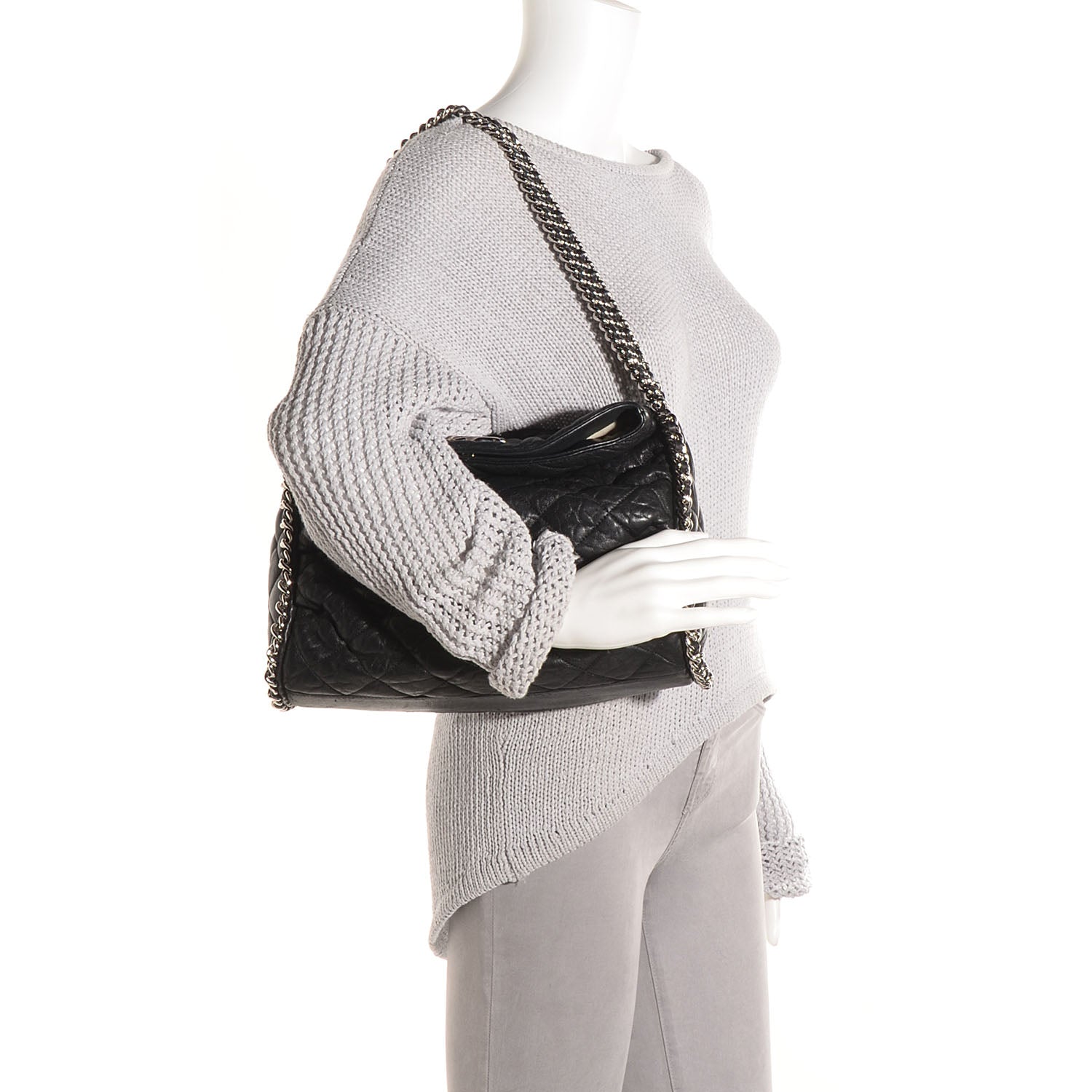 Chanel Crumpled Lambskin Chain Around Hobo Black 2 of 7