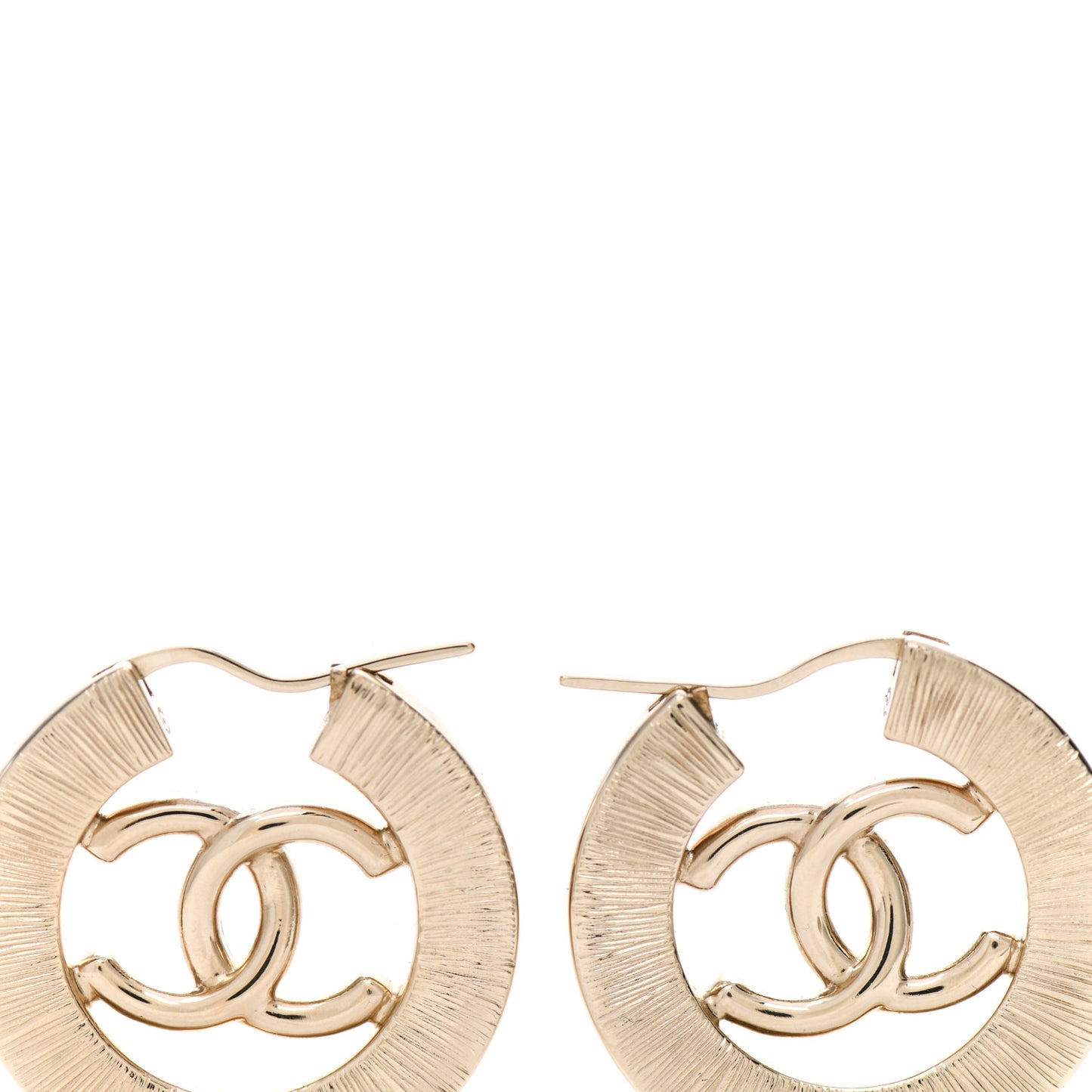 Metal Crystal Strass CC Hoop Earrings Gold