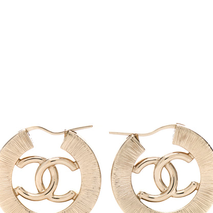 Chanel Metal Crystal Strass CC Hoop Earrings Gold 4 of 4