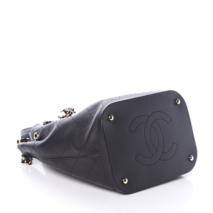 Chanel Calfskin Stitched Drawstring Bag Black 3 of 8