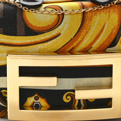 Fendi X VERSACE Silk Fendace FF Baroque Nano Brooch Baguette Charm Black Gold 7 of 12