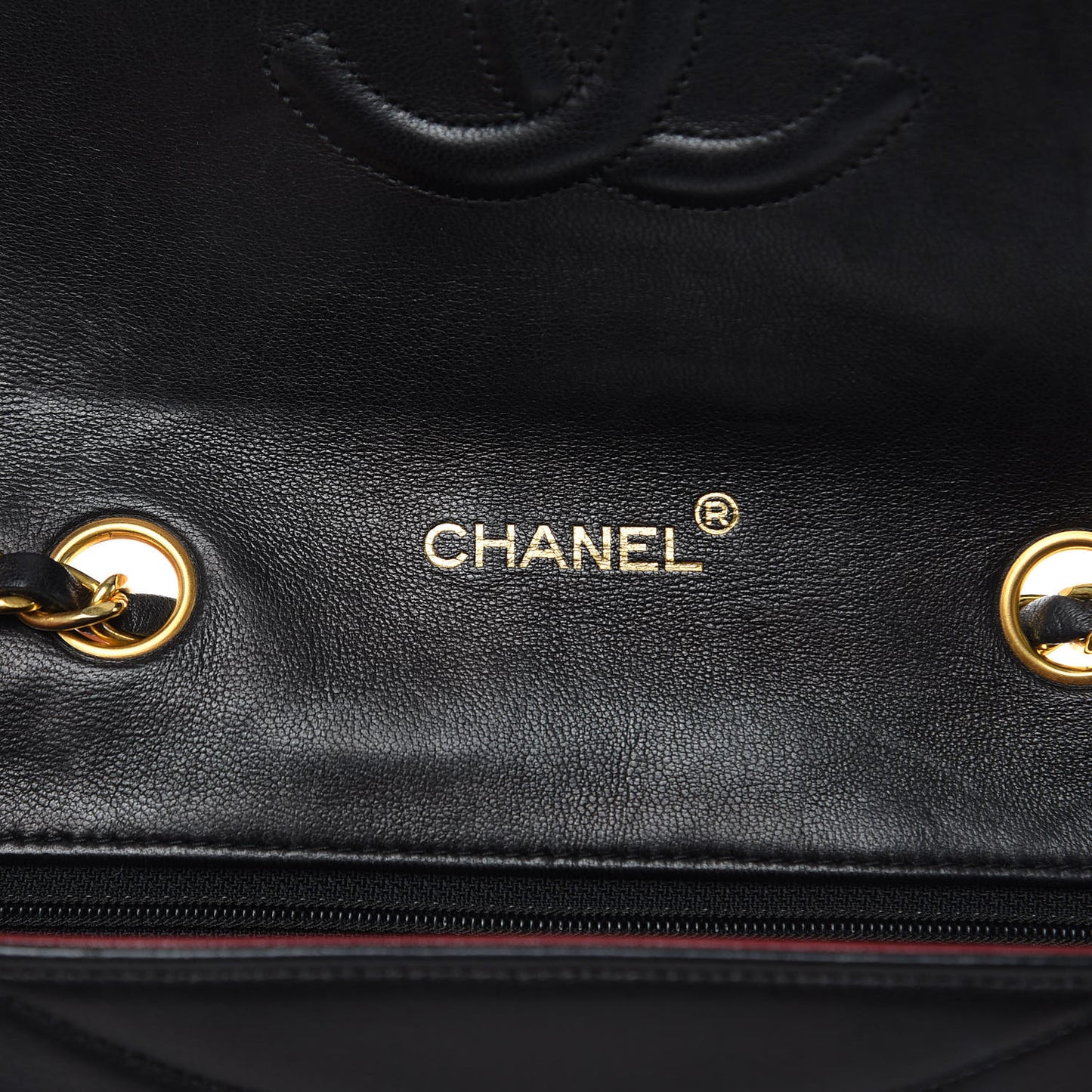 Lambskin Ribbon Quilted Small Single Flap Black