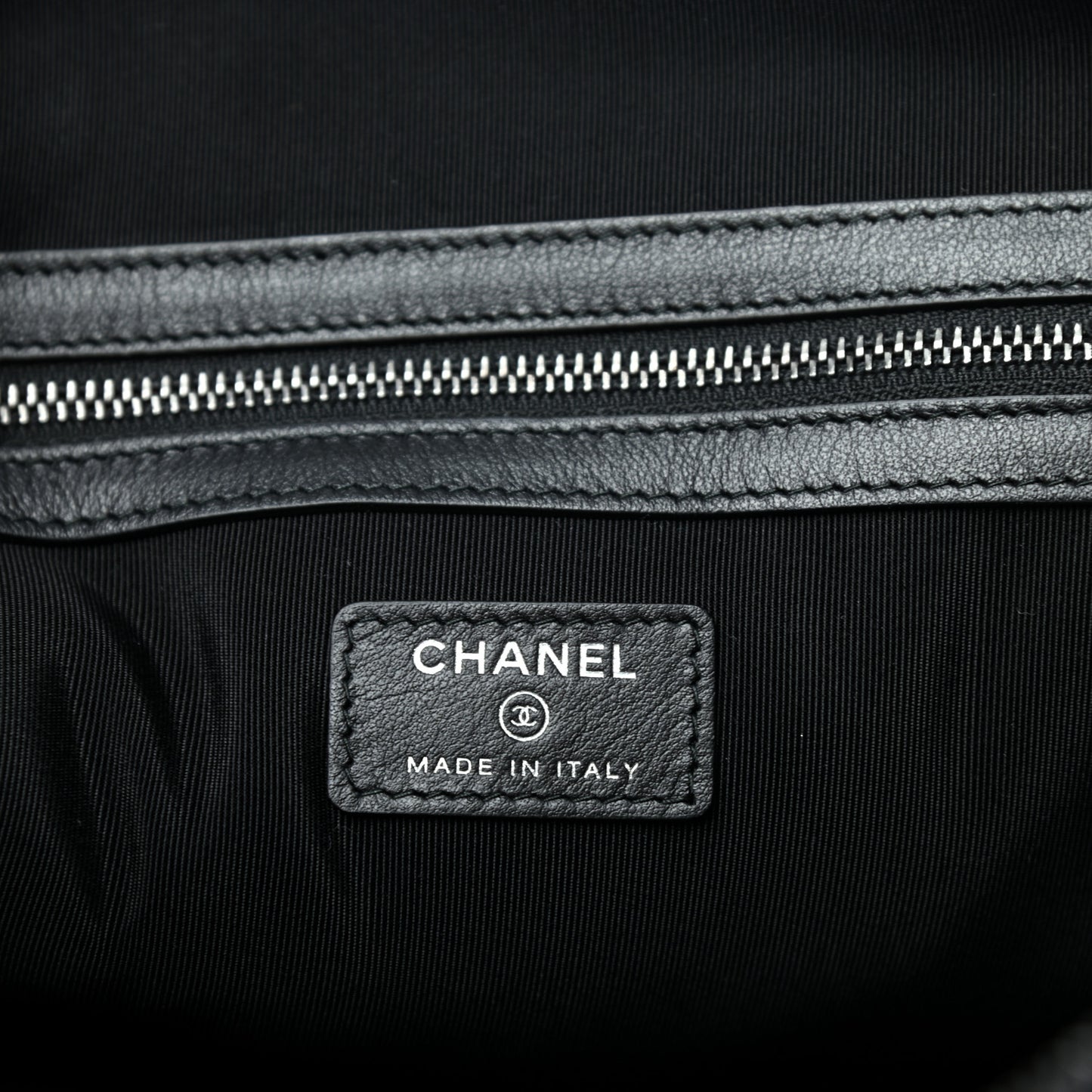 Lambskin Quilted Large Boy Zip Pouch Black