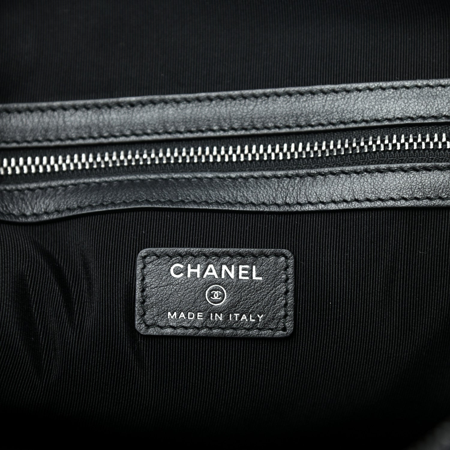 Chanel Lambskin Quilted Large Boy Zip Pouch Black 6 of 7