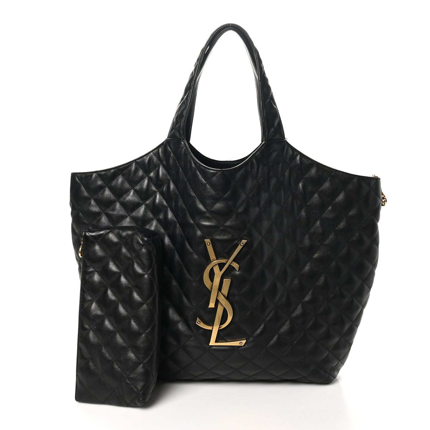 Lambskin Quilted Maxi Icare Shopping Tote Black