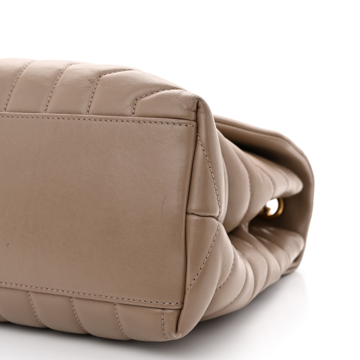 Calfskin Y Quilted Monogram Medium Loulou Chain Satchel Dusty Grey