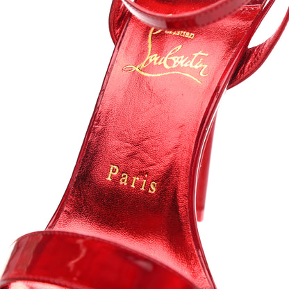 Christian Louboutin Shiny Patent Calfskin Queen Psych Loubi Ankle Strap Sandals 37.5 Red 9 of 10