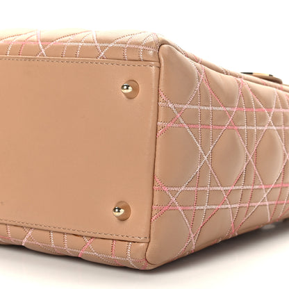 Christian Dior Lambskin Cannage Contrast Stitch Medium Lady Dior Beige 8 of 8