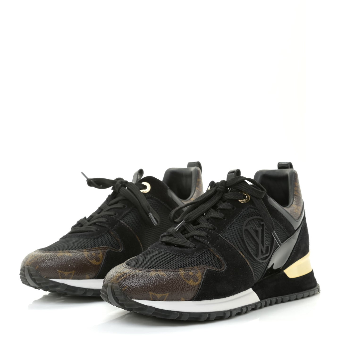 Suede Monogram Run Away Sneakers 38 Black