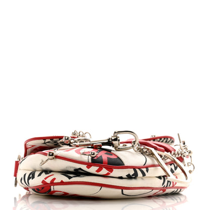 Christian Dior Canvas Hardcore Pierced Saddle Bag White Red Black 4 of 16