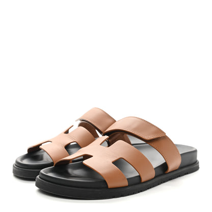 Hermes Calfskin Womens Chypre Sandals 40 Gold 3 of 9