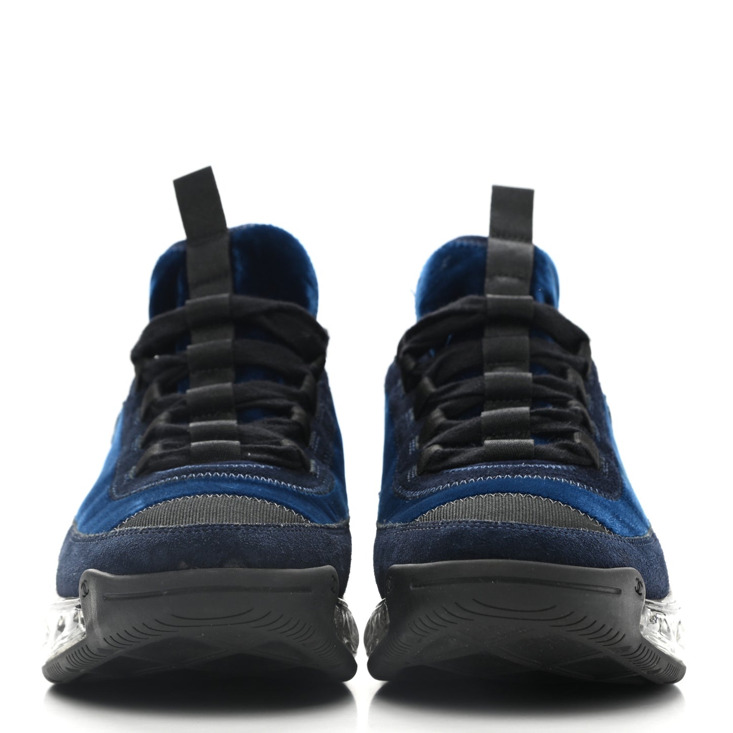 Suede Calfskin Velvet Grosgrain CC Sneakers 40 Navy Blue Black