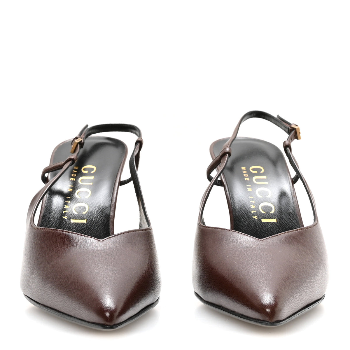 Gucci Calfskin Slingback Pumps 38.5 Dark Brown 3 of 9