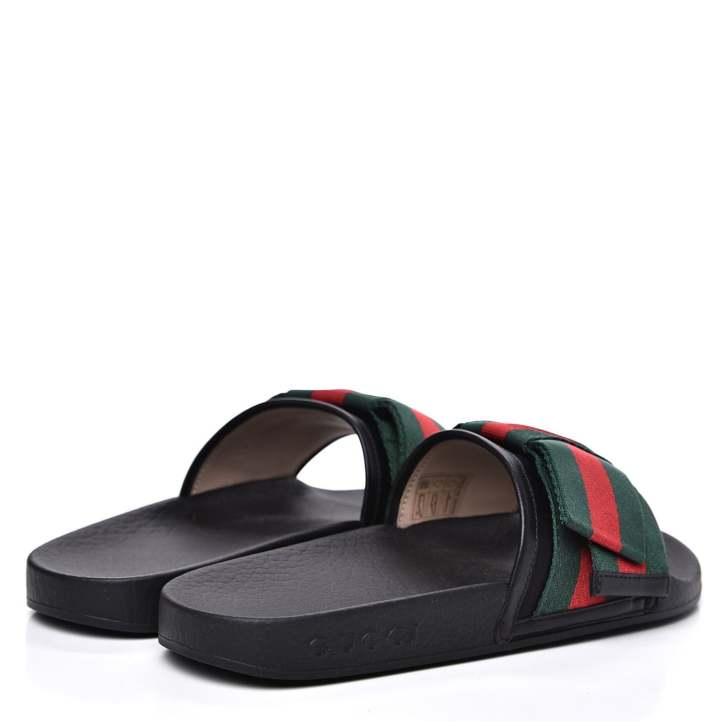 Satin Web Bow Slide Sandals 34 Black