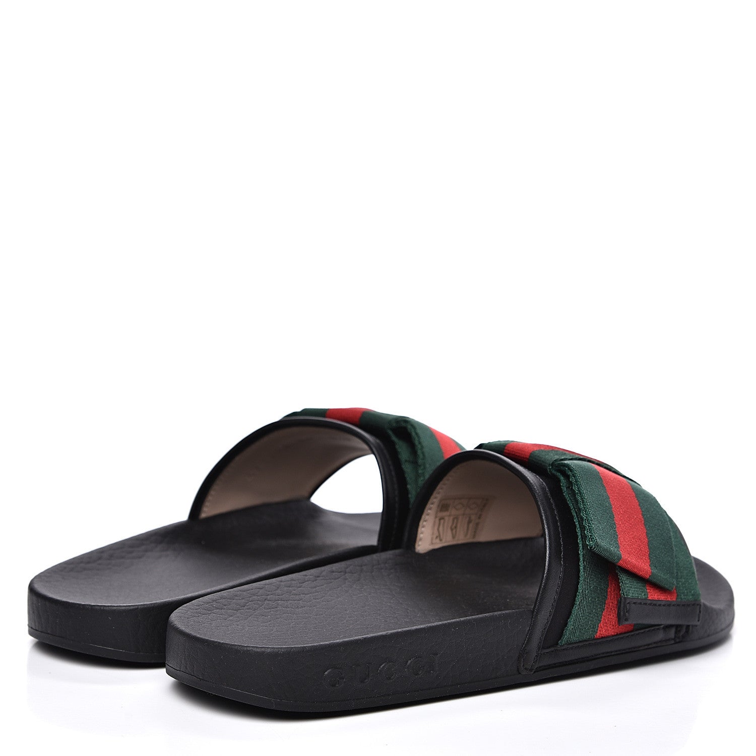Gucci Satin Web Bow Slide Sandals 34 Black 5 of 9