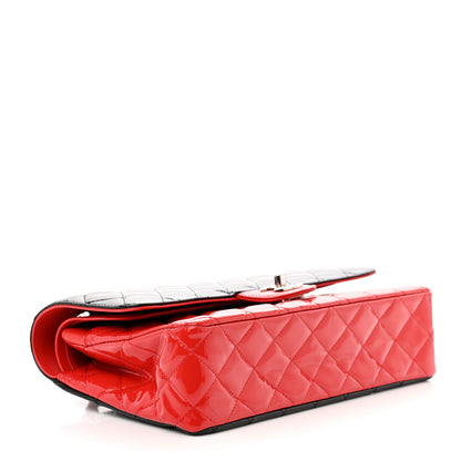 Chanel Patent Calfskin Quilted Bi-Color Medium Double Flap Red Black 4 of 13