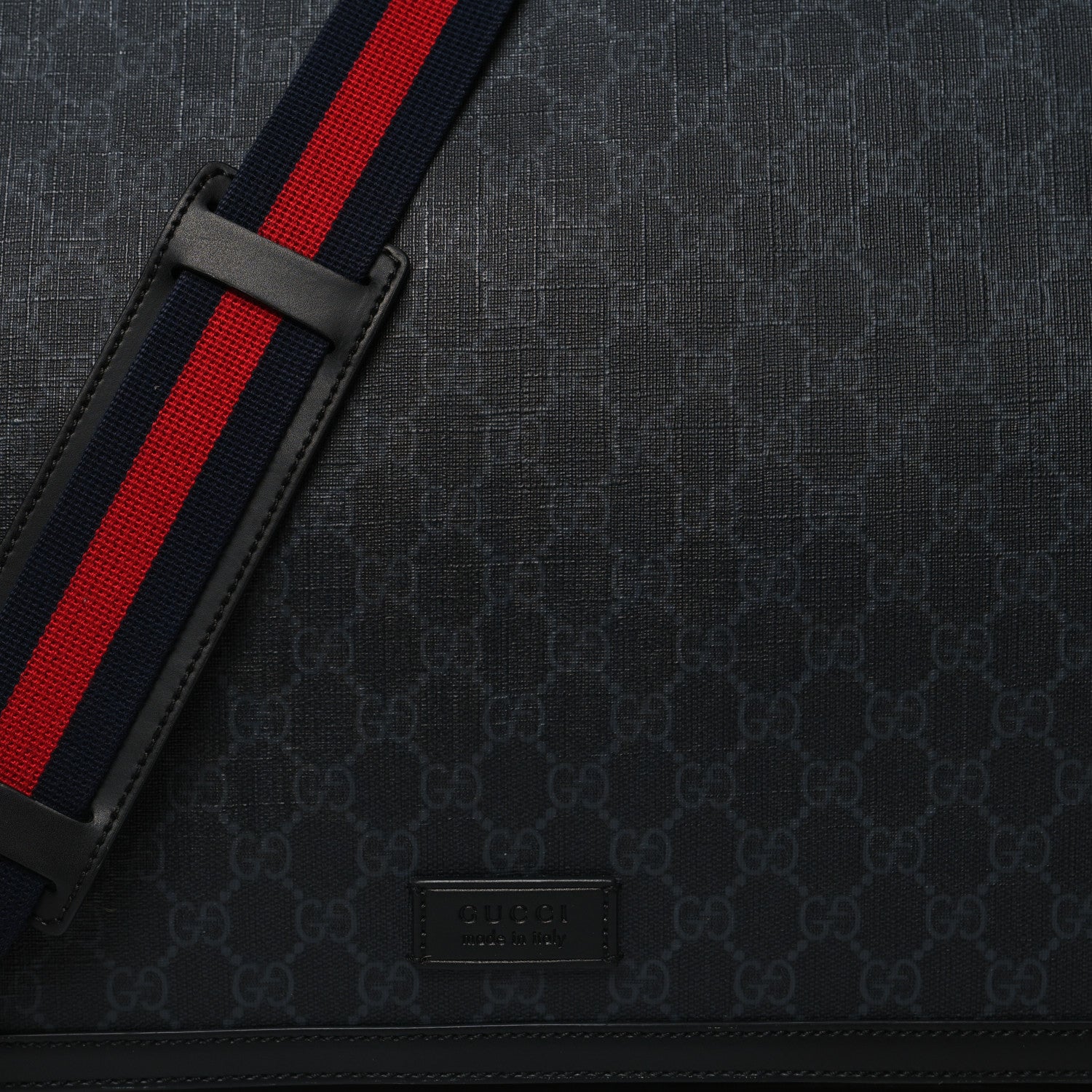 Gucci GG Supreme Monogram Web Messenger Diaper Bag Black Grey 9 of 15