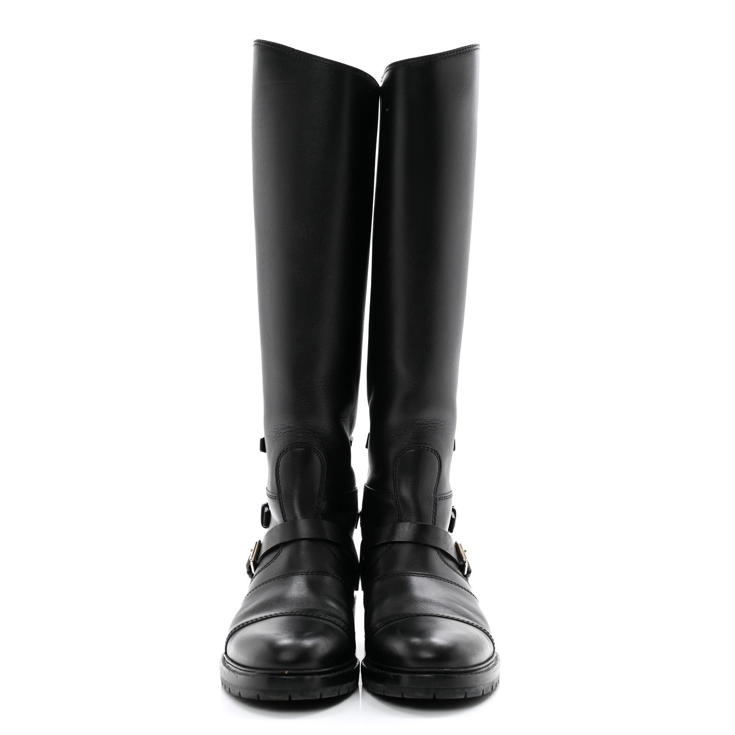Valentino Garavani Calfskin Knee High Flat Boots 38.5 Black 2 of 11
