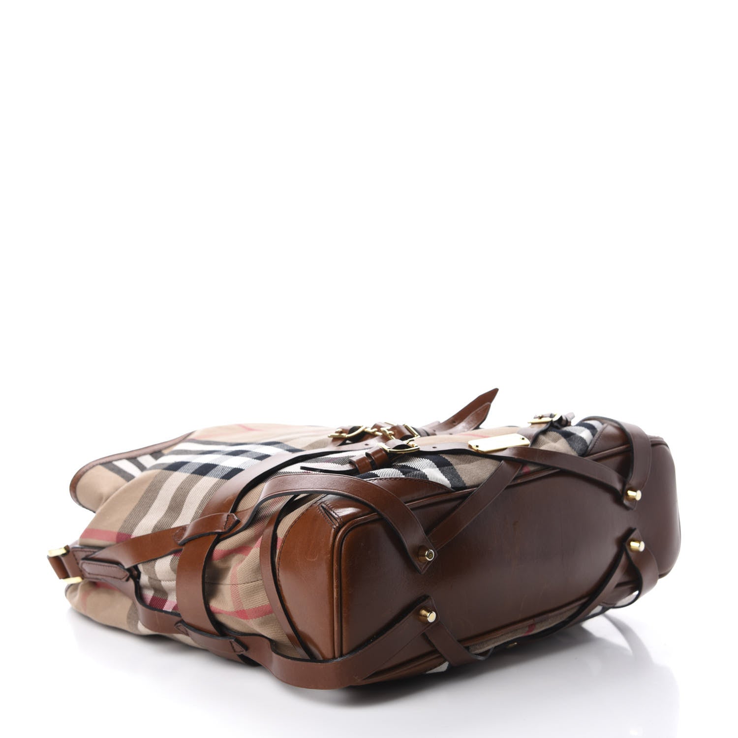 Burberry House Check Bridle Calfskin Medium Gosford Hobo Dark Tan 5 of 13