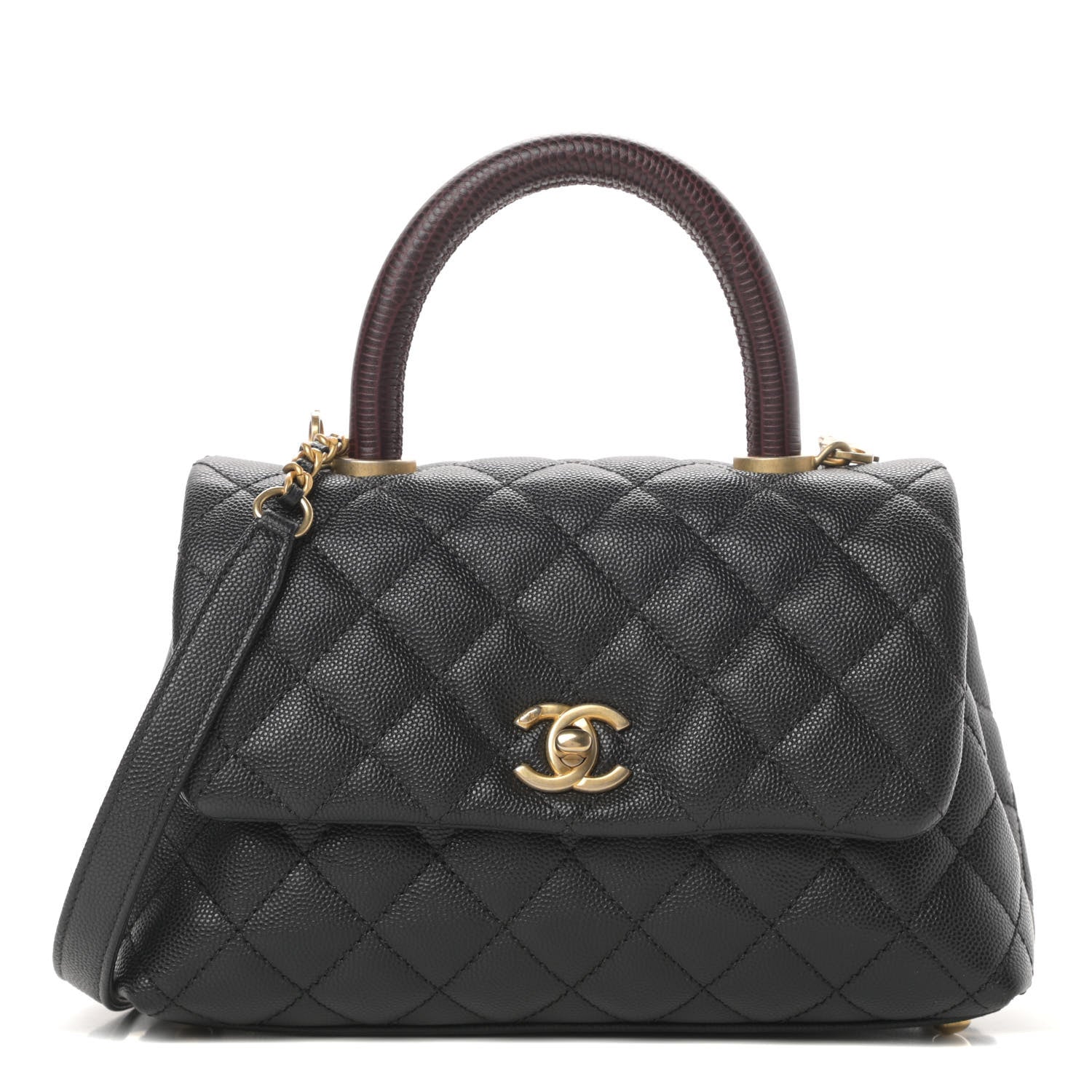 Chanel Caviar Lizard Embossed Quilted Mini Coco Handle Flap Black 1 of 11