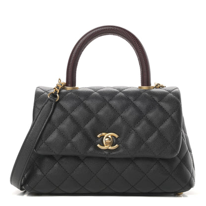 Chanel Caviar Lizard Embossed Quilted Mini Coco Handle Flap Black 1 of 11
