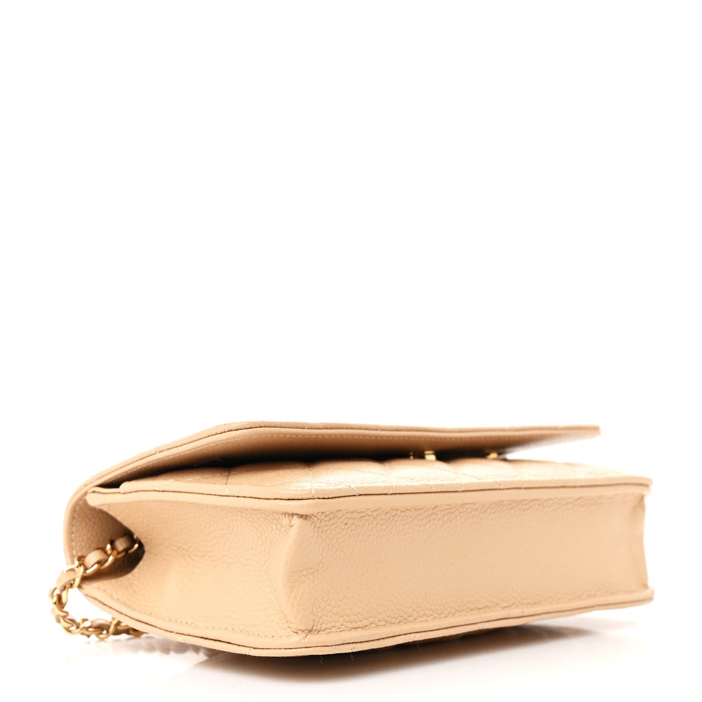 Caviar Quilted Wallet on Chain WOC Beige