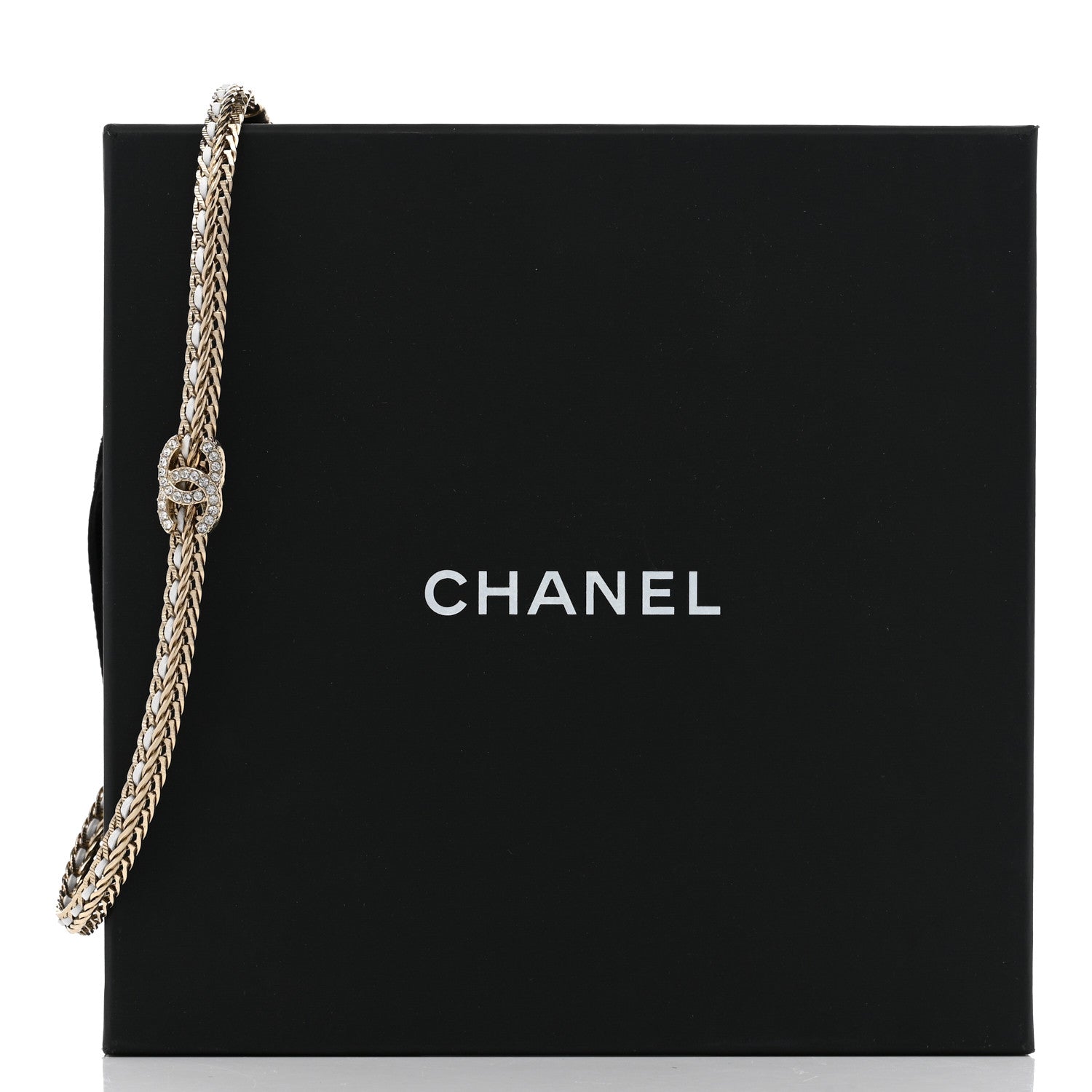 Chanel Metal Lambskin Crystal CC Choker Gold White 7 of 7
