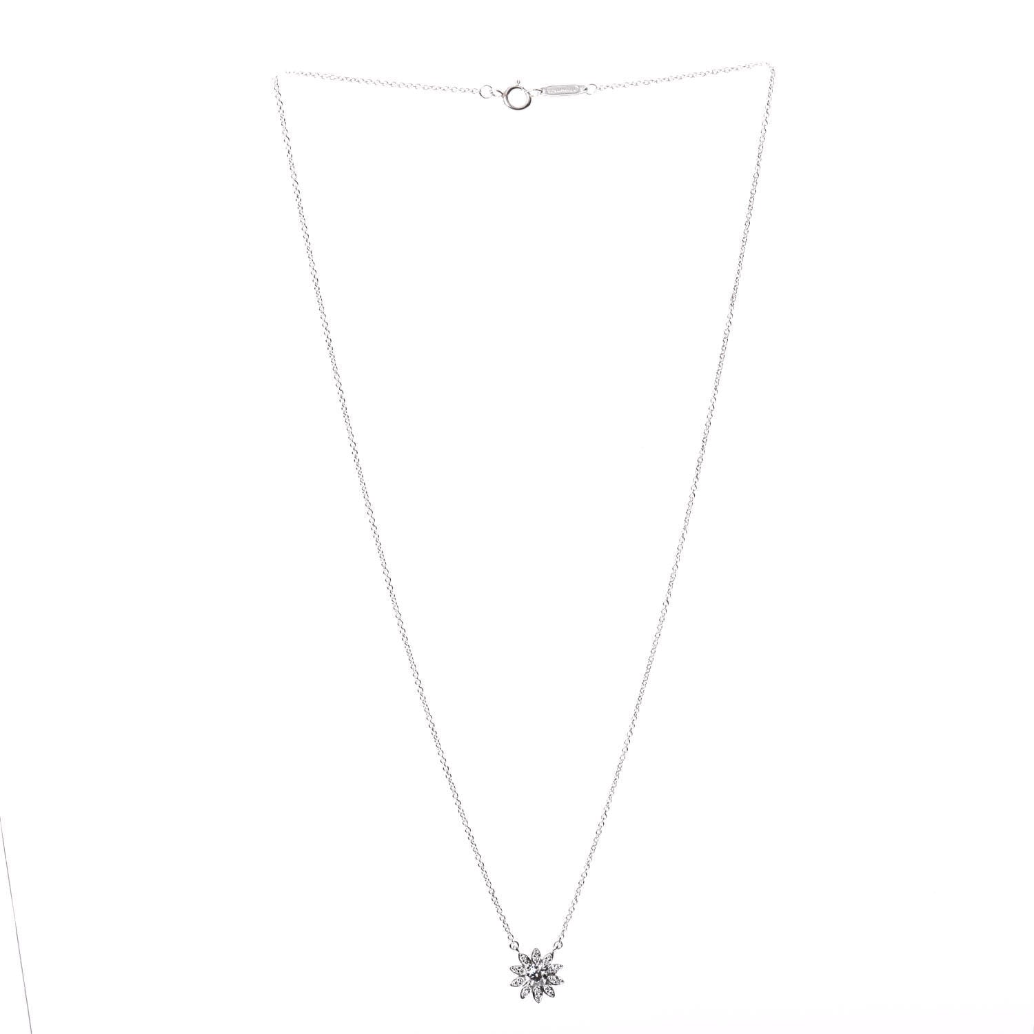 Tiffany Platinum Diamond Enchant Flower Pendant Necklace 2 of 5