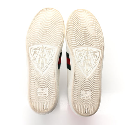 Gucci Calfskin Ayers Bee Embroidered Womens Ace Sneakers 37.5 White Green 6 of 10
