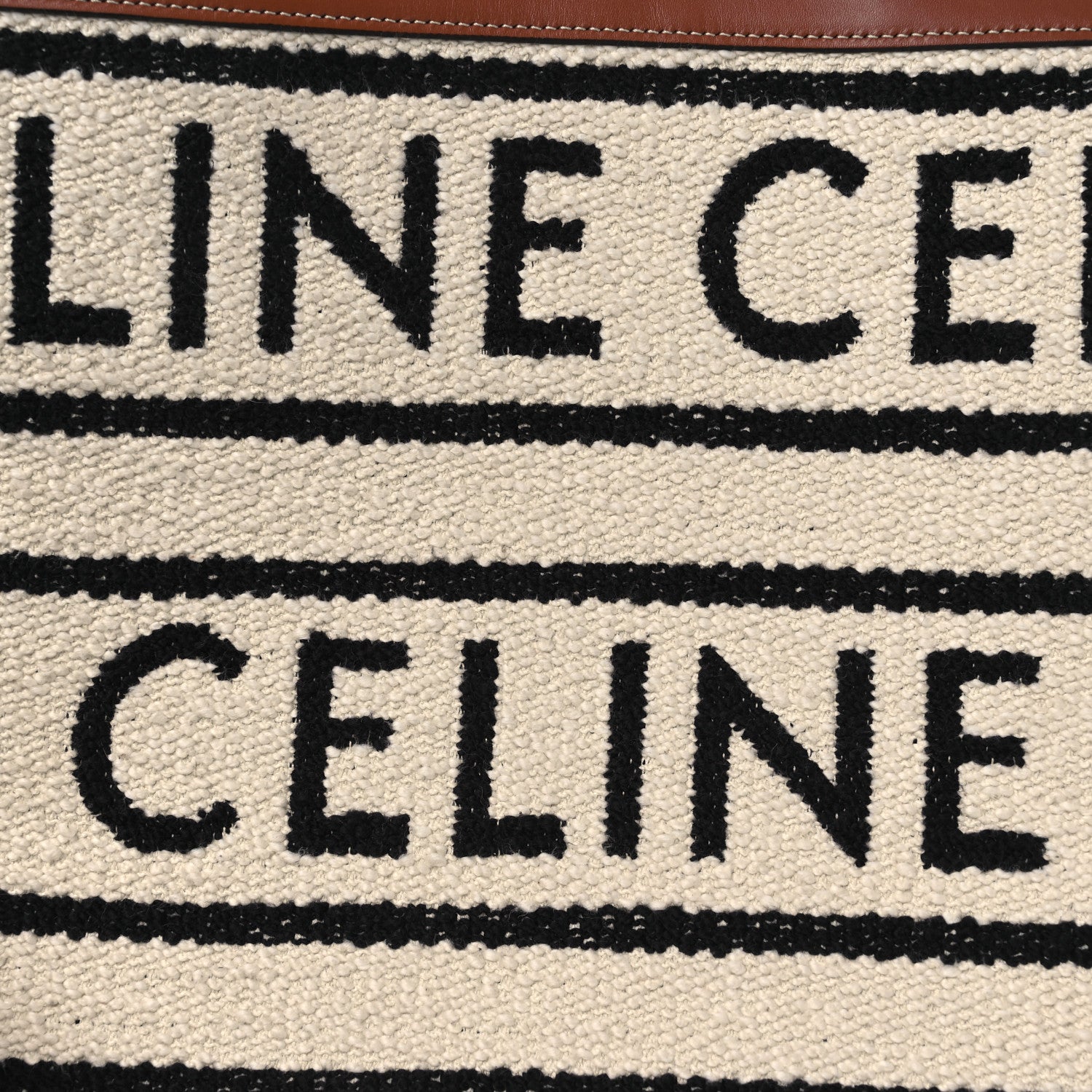 Celine All Over Textile Calfskin Small Vertical Cabas Natural Tan Black 9 of 14