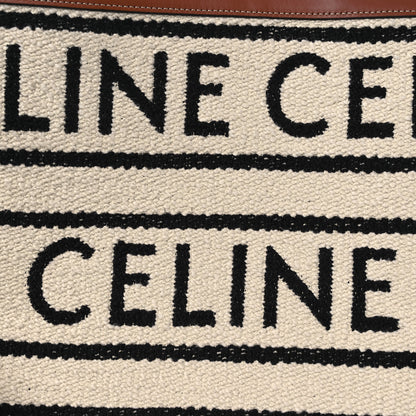 Celine All Over Textile Calfskin Small Vertical Cabas Natural Tan Black 9 of 14