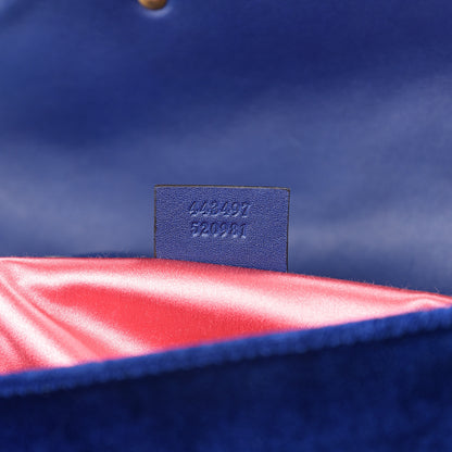Gucci Velvet Matelasse Small GG Marmont Shoulder Bag Cobalt Blue 6 of 9