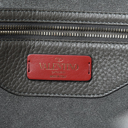 Valentino Garavani Grained Calfskin Rockstud Shoulder Tote Graphite 6 of 10
