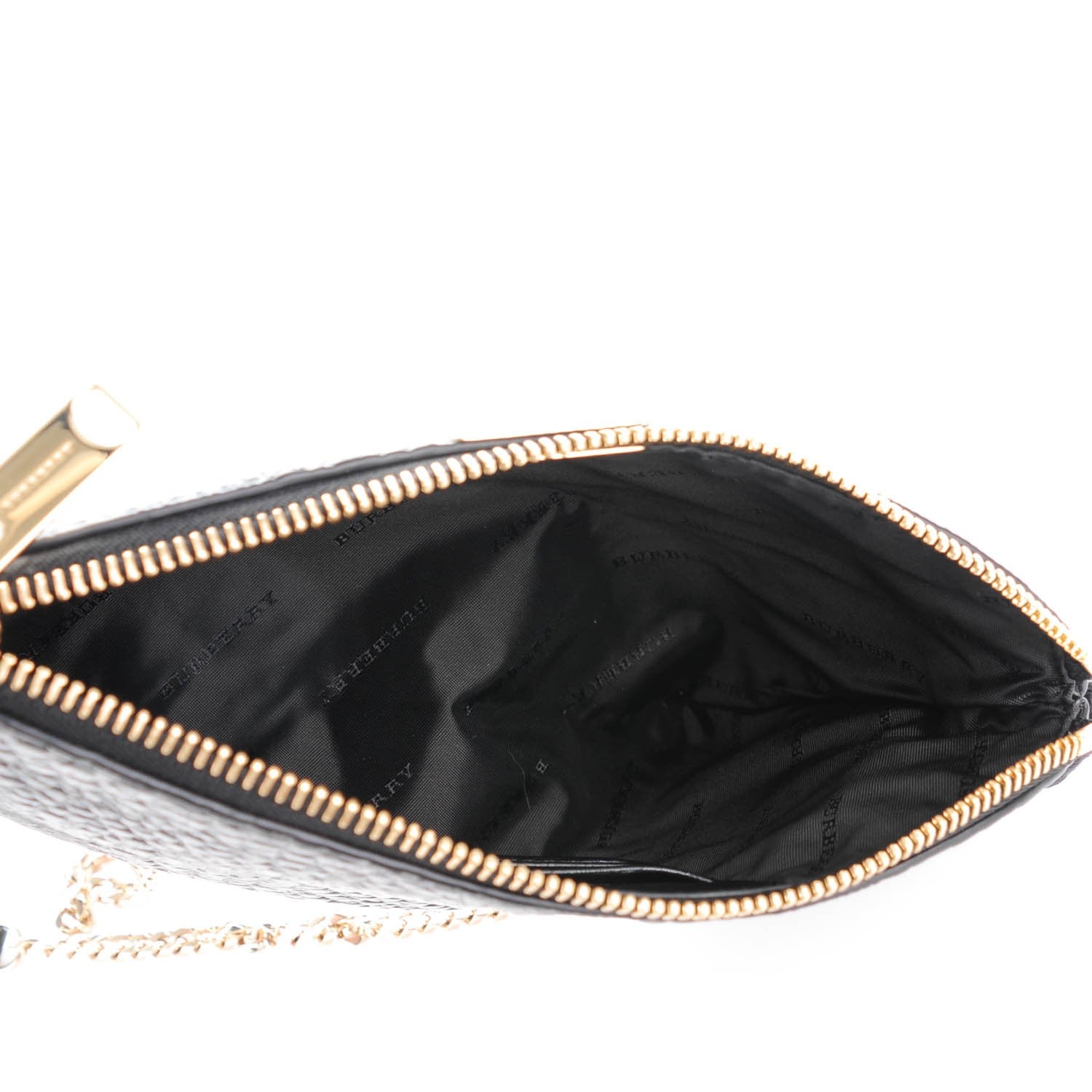 Burberry Signature Grain Calfskin Check Embossed Peyton Crossbody Clutch Bag Black 5 of 8