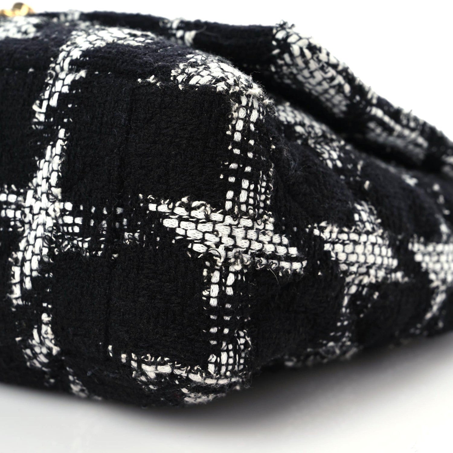Chanel Tweed Quilted Large Chanel 19 Flap Black Ecru White 6 of 11