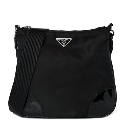 Prada Tessuto Nylon Patent Flat Messenger Bag Black 1 of 7