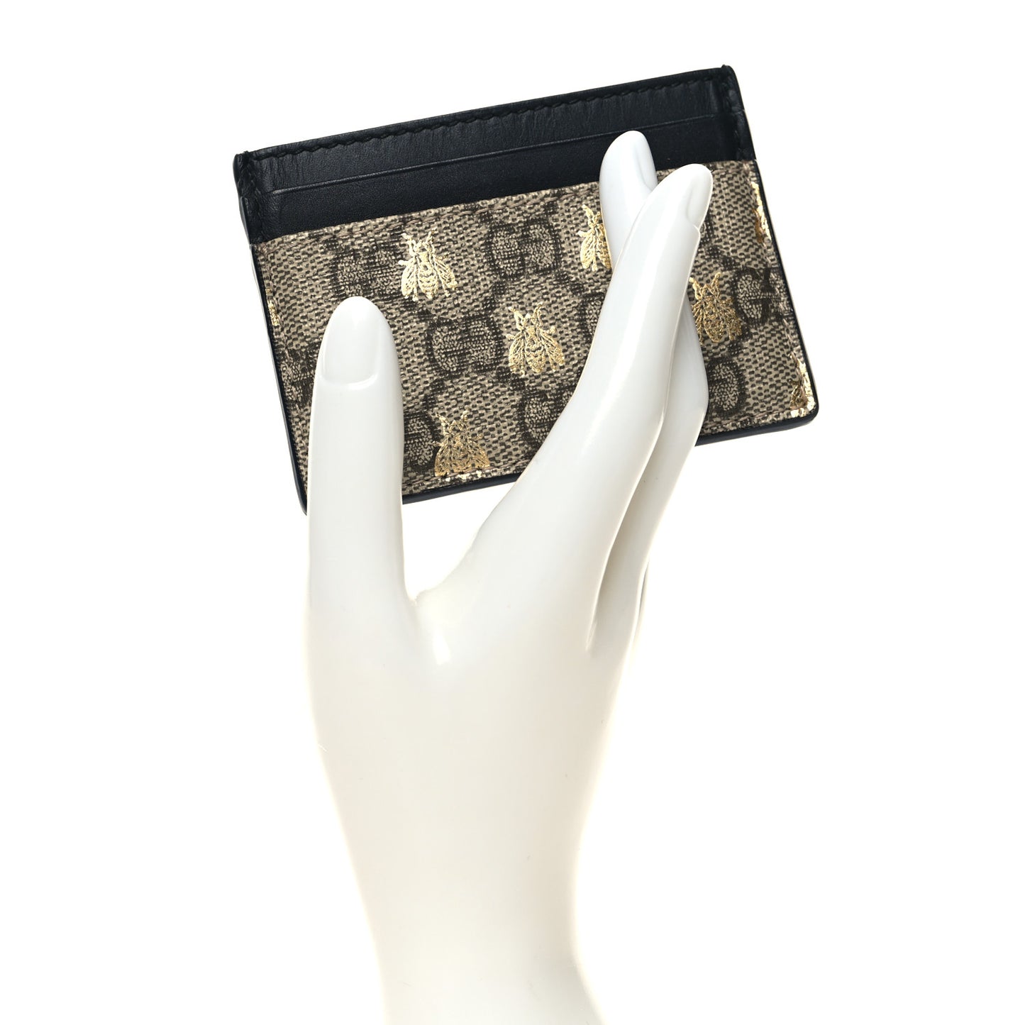 GG Supreme Monogram Bees Card Holder Black