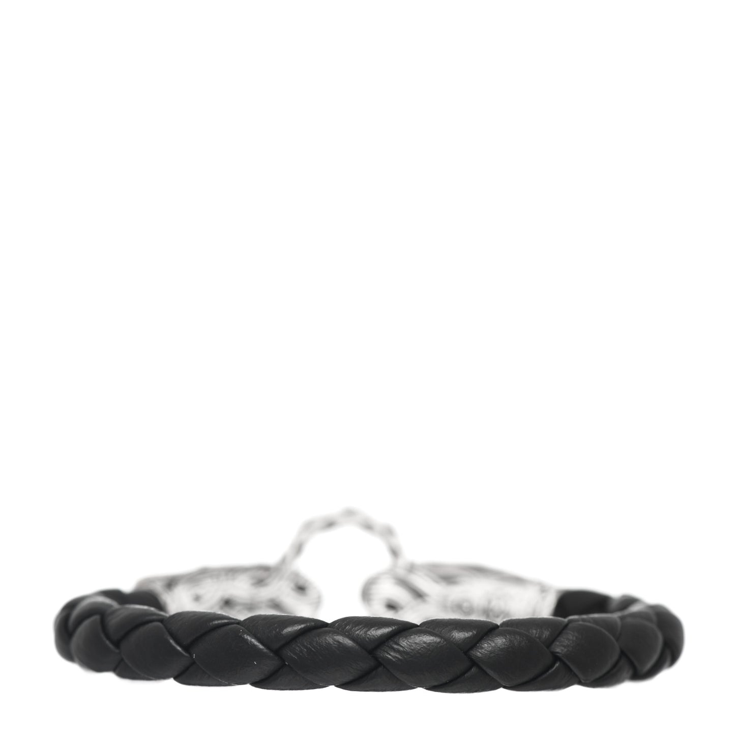 Sterling Silver Leather Naga Dragon Legend Bracelet Black